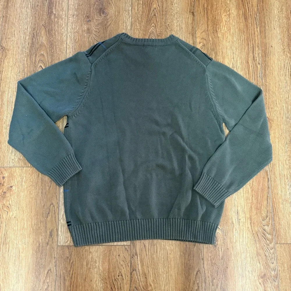 90s Dockers Mens L Tall LT Olive Green Plaid Cotton Crewneck Sweater Knit preppy